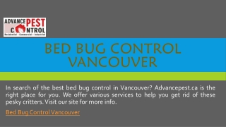 Bed Bug Control Vancouver | Advancepest.ca