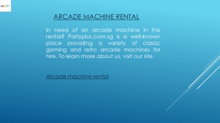Arcade Machine Rental  Partyplus.com.sg
