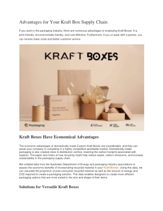Advantages for Your Kraft Box Supply Chain