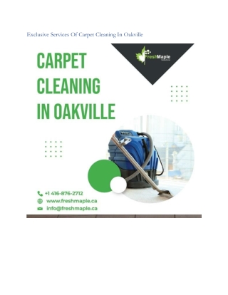 Exclusive Services Of Carpet Cleaning In Oakville