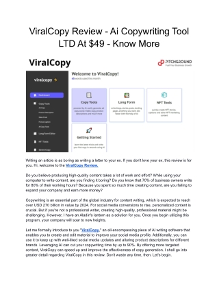 ViralCopy Review - PitchGround Deal At $49 - With Special Bonuses