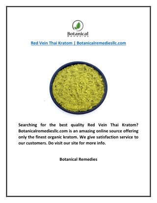 Red Vein Thai Kratom  Botanicalremediesllc