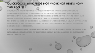 A Quick way to resolve QuickBooks bank feeds not working issue