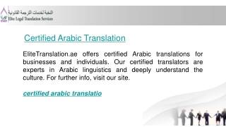 Certified Arabic Translation  Elitetranslation.ae