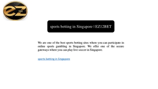 sports betting in Singapore | EZ12BET