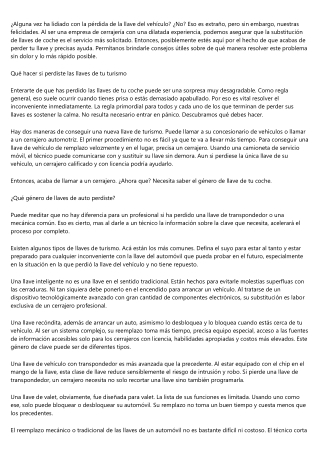 Qué hacer cuando ha extraviado las llaves de su turismo y no tiene repuesto