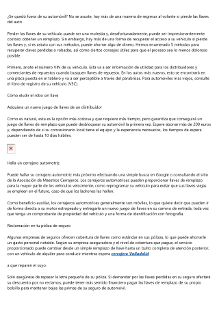 Qué hacer cuando ha perdido las llaves de su vehículo y no tiene repuesto