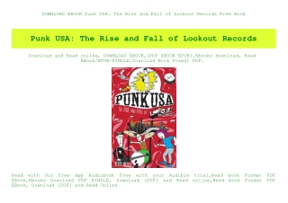DOWNLOAD EBOOK Punk USA The Rise and Fall of Lookout Records Free Book