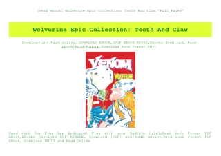 [read ebook] Wolverine Epic Collection Tooth And Claw 'Full_Pages'