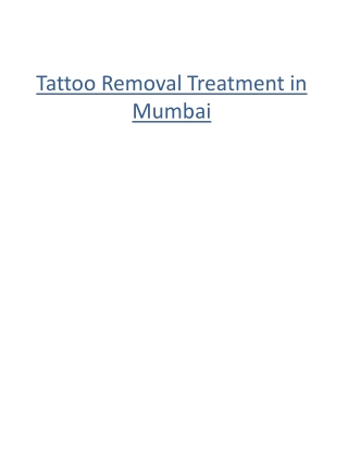 Tattoo Removal Treatment in Mumbai