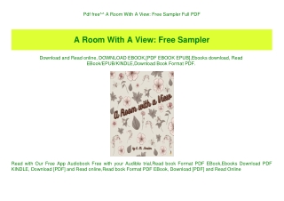Pdf free^^ A Room With A View Free Sampler Full PDF