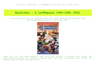 #^R.E.A.D.^ Excalibur  L'intÃƒÂ©grale 1989-1990 (T02) {read online}