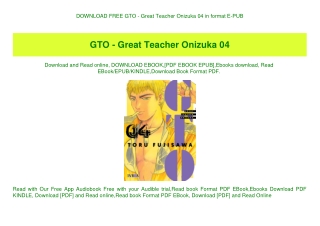 DOWNLOAD FREE GTO - Great Teacher Onizuka 04 in format E-PUB