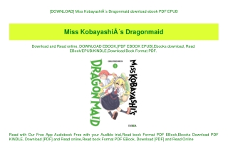 [DOWNLOAD] Miss KobayashiÃ‚Â´s Dragonmaid download ebook PDF EPUB