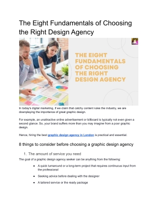 The Eight Fundamentals of Choosing the Right Design Agency