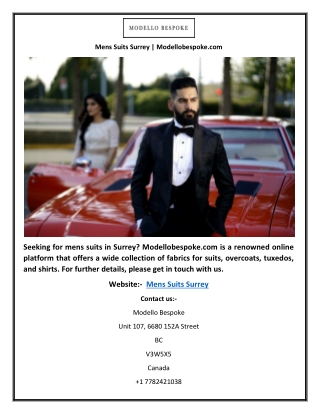 Mens Suits Surrey | Modellobespoke.com