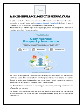 A Sound Insurance Agency in Pennsylvania