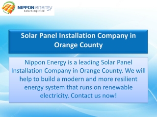 Solar Panel Installation Company in Orange County