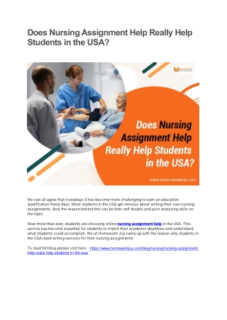 Does Nursing Assignment Help Really Help Students in the USA