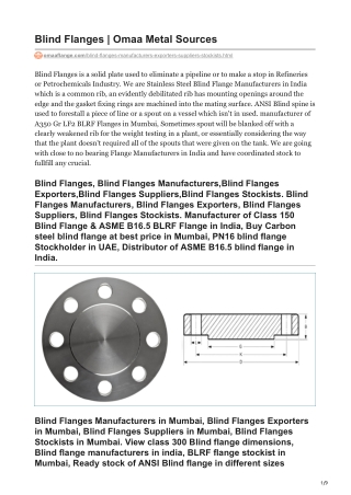 Material of Flat Face Blind Flange