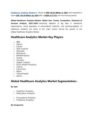 Healthcare Analytics Market