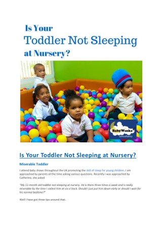 Is Your Toddler Not Sleeping at Nursery?