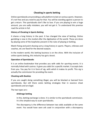 Is There A Way To Cheat In Sports Betting