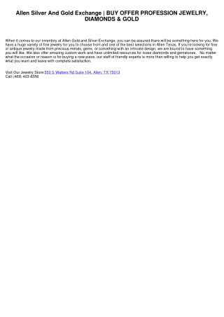 Allen Silver And Gold Exchange | BUY SELL TRADE PRECIOUS JEWELRY, DIAMONDS & GOLD