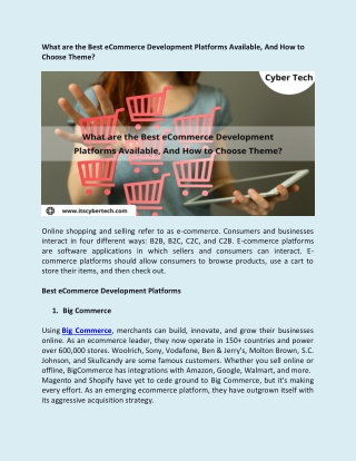 What are the Best eCommerce Development Platforms Available