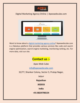 Digital Marketing Agency Online  Apexwebcube