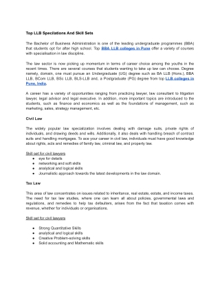 Top LLB Specilations And Skill Sets