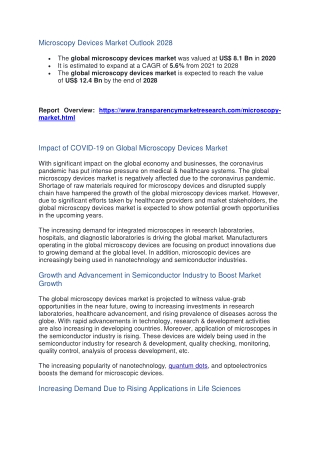 Microscopy Devices Market Outlook 2028