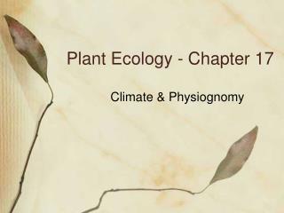 Plant Ecology - Chapter 17