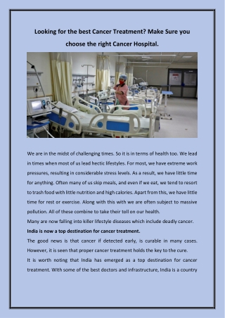 Looking for the best Cancer Treatment