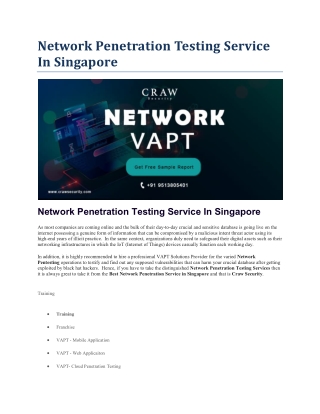 Network Penetration Testing Service In Singapore