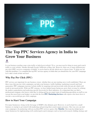 The Top PPC Services Agency in India to Grow Your Business