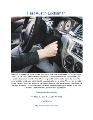 Fast Austin Locksmith