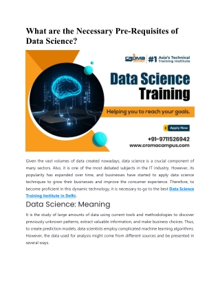 What are the Necessary Pre-Requisites of  Data Science?