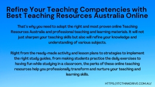 Refine Your Teaching Competencies with Best Teaching Resources Australia Online