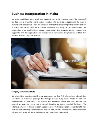 Business Incorporation in Malta