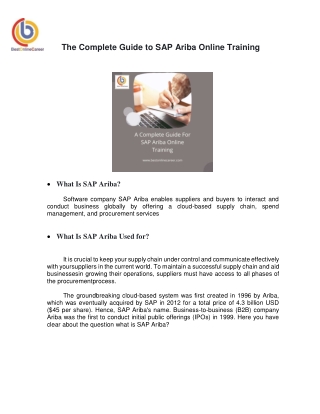 The Complete Guide for SAP Ariba Online Training