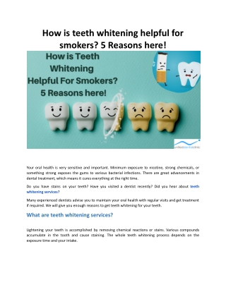 How is teeth whitening helpful for smokers 5 Reasons here!