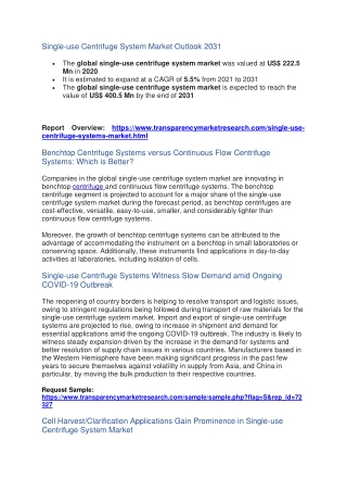 Single-use Centrifuge System Market