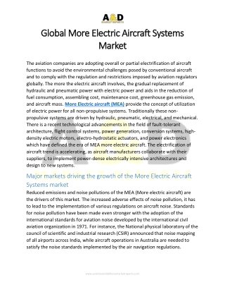 Global More Electric Aircraft Systems Market