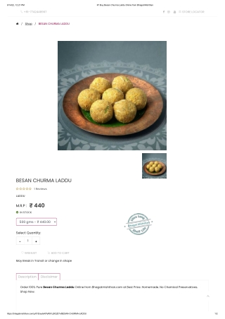 #1 Buy Besan Churma Laddu Online from Bhagat Mishthan