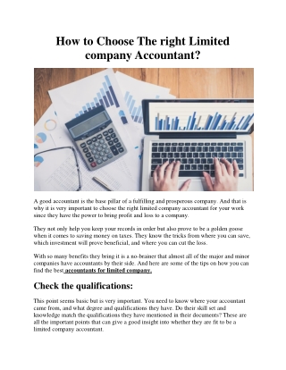 How to Choose The right Limited company Accountant