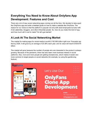 Everything You Need to Know About Onlyfans App Development: Features and Cost
