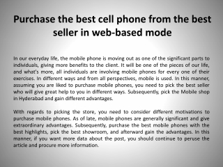 Purchase the best cell phone from the best seller in web-based mode