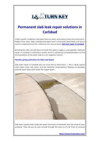 Permanent slab leak repair solutions in Carlsbad