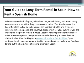 Your Guide to Long Term Rental in Spain-How to Rent a Spanish Home